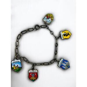 German Silver 800 Rev Fritz Vintage Charm Bracelet Souvenir 6 Inch